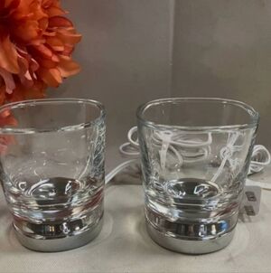 Elegant Clear Glass Candle Holders with Silver Base